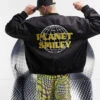 ASOS X Smiley® - Black Bomber With Planet Embroidery