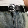 ASOS X Smiley® - Faux Leather Belt With Warped Buckle In Black