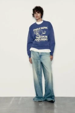 Faded Blue Sweatshirt - Zara X Smiley