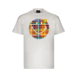 CREAM PLAID SMILEY T-SHIRT