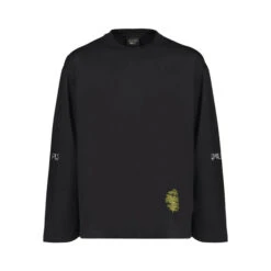 BLACK EMBROIDERY LONG TS