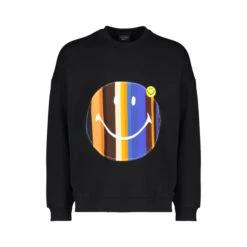 BLACK STRIPED SMILE CREWNECK