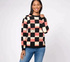 LOGO By Lori Goldstein X Smiley World Crew Neck Sweater