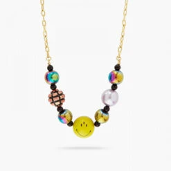 Neon Smiley And Beads Pendant Necklace