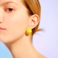 Neon Three-Eyed Smiley Clip-On Earrings