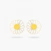 Smiley White Daisy Post Earrings
